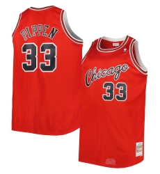 Men's Mitchell Ness Scottie Pippen Red Chicago Bulls Stitched Basketball Jersey