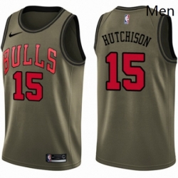 Mens Nike Chicago Bulls 15 Chandler Hutchison Swingman Green Salute to Service NBA Jersey 