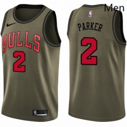 Mens Nike Chicago Bulls 2 Jabari Parker Swingman Green Salute to Service NBA Jersey 