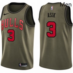 Mens Nike Chicago Bulls 3 Omer Asik Swingman Green Salute to Service NBA Jersey 