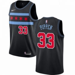 Mens Nike Chicago Bulls 33 Scottie Pippen Swingman Black NBA Jersey City Edition