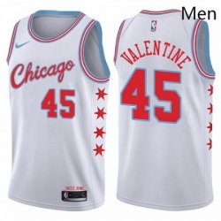 Mens Nike Chicago Bulls 45 Denzel Valentine Swingman White NBA Jersey City Edition