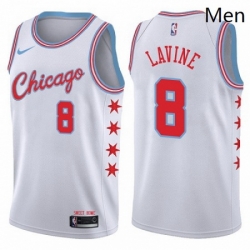 Mens Nike Chicago Bulls 8 Zach LaVine Swingman White NBA Jersey City Edition