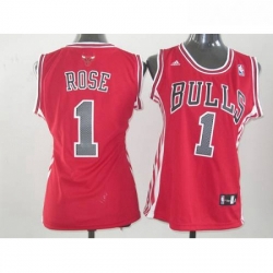 Bulls 1 Derrick Rose Red Womens Road Stitched NBA Jers