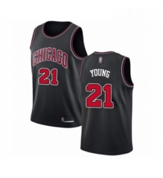 Womens Chicago Bulls 21 Thaddeus Young Swingman Black Basketball Jersey Statement Edition 