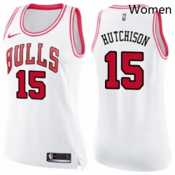 Womens Nike Chicago Bulls 15 Chandler Hutchison Swingman WhitePink Fashion NBA Jersey 