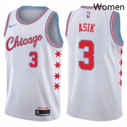 Womens Nike Chicago Bulls 3 Omer Asik Swingman White NBA Jersey City Edition 