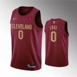 Men Cleveland Cavaliers 0 Kevin Love Wine Icon Edition Stitched Basketball Jersey 517