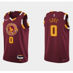 Men Cleveland Cavaliers 0 Kevin Love Wine Red 2021 2022 75th Anniversary City Edition Swingman Stitched Jersey