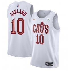 Men Cleveland Cavaliers 10 Darius Garland White Stitched Jersey
