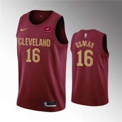 Men Cleveland Cavaliers 16 Cedi Osman Wine Icon Edition Stitched Basketball Jersey