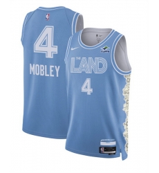 Men Cleveland Cavaliers 4 Evan Mobley Light Blue 2024 25 City Edition Stitched Jersey