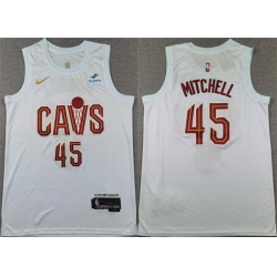 Men Cleveland Cavaliers 45 Donovan Mitchell White Association Edition Stitched Jersey