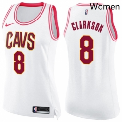 Womens Nike Cleveland Cavaliers 8 Jordan Clarkson Swingman WhitePink Fashion NBA Jersey 