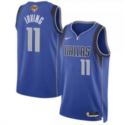 Men Dallas Mavericks 11 Kyrie Irving Blue 2024 Finals Icon Edition Stitched Basketball Jersey