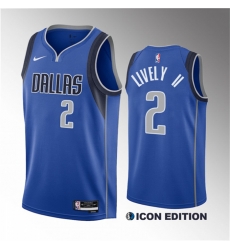 Men Dallas Mavericks 2 Dereck Lively II Blue 2023 Draft Icon Edition Stitched Basketball Jersey