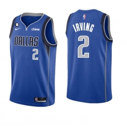 Men Dallas Mavericks 2 Kyrie Irving Blue Icon Edition With NO 6 Patch Stitched Basketball Jersey