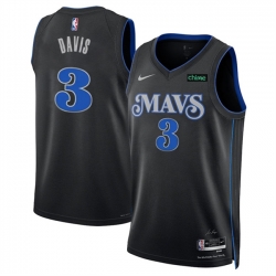 Men Dallas Mavericks 3 Anthony Davis Black 2025 City Edition Stitched Basketball Jersey