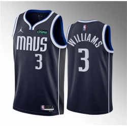 Men Dallas Mavericks 3 Grant Williams Navy Statement Edition Stitched Basketball Jersey