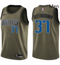 Mens Nike Dallas Mavericks 37 Kostas Antetokounmpo Swingman Green Salute to Service NBA Jersey 