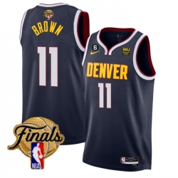 Men Denver Nuggets 11 Bruce Brown Navy 2023 Finals Icon Edition With NO 6 Patch Stitched Basketball Jersey