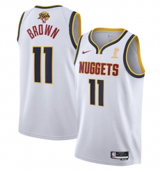 Men Denver Nuggets 11 Bruce Brown White 2023 Finals Association Edition Stitched Basketball Jersey