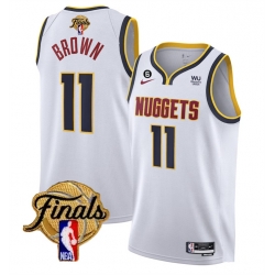 Men Denver Nuggets 11 Bruce Brown White 2023 Finals Association Edition With NO 6 Patch Stitched Basketball Jersey
