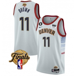 Men Denver Nuggets 11 Bruce Brown White 2023 Finals Icon Edition With NO 6 Patch Stitched Basketball Jersey