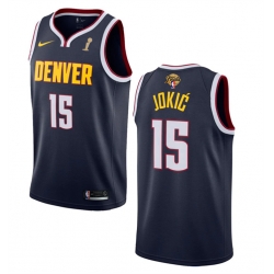 Men Denver Nuggets 15 Nikola Jokic Navy 2023 Finals Champions Icon Edition Stitched Basketball Jersey