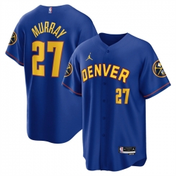 Men Denver Nuggets 27 Jamal Murray Blue Cool Base Stitched Baseball Jersey