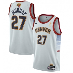 Men Denver Nuggets 27 Jamal Murray White 2023 Finals Champions Icon Edition Stitched Basketball Jersey