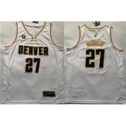 Men Denver Nuggets 27 Jamal Murray White With NO 6 Patch Stitched Jersey