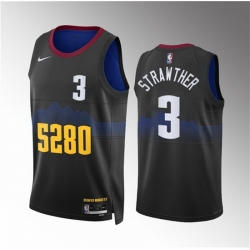 Men Denver Nuggets 3 Julian Strawther Black 2023 City Edition Stitched Basketball Jersey