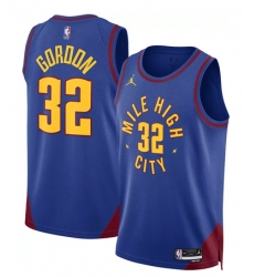 Men Denver Nuggets 32 Aaron Gordon Blue Statement Edition Stitched Basketball Jersey Men Denver Nuggets 32 Aaron Gordon Blue Statement Edition Stitched Basketball Jersey