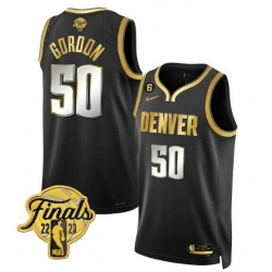 Men Denver Nuggets Aaron Gordon #50 Black Gold Edition 2023 Finals Collection With NO 6 Patch Stitched Basketball Jersey