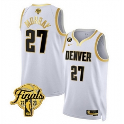 Men Denver Nuggets Active Player Custom White Gold Edition 2023 Finals Collection With NO 6 Patch Stitched Basketball Jersey