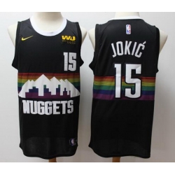 Men Nuggets 15 Nikola Jokic Black City Edition Jersey