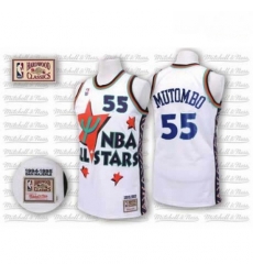 Mens Adidas Denver Nuggets 55 Dikembe Mutombo Swingman White 1995 All Star Throwback NBA Jersey