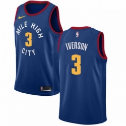 Mens Nike Denver Nuggets 3 Allen Iverson Swingman Light Blue Alternate NBA Jersey Statement Edition