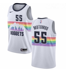 Womens Nike Denver Nuggets 55 Dikembe Mutombo Swingman White NBA Jersey City Edition