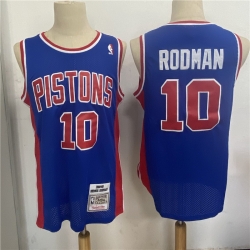 Men Detroit Pistons 10 Dennis Rodman Blue 1988 89 Hardwood Classics Jersey