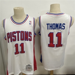 Men Detroit Pistons 11 Isiah Thomas White 1988 89 Hardwood Classics Jersey