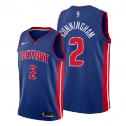 Men Detroit Pistons 2 Cade Cunningham Blue Jersey 2021 NBA Jersey