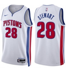 Men Detroit Pistons 28 Isaiah Stewart White Association Edition Stitched Basketball Jersey Men Detroit Pistons 28 Isaiah Stewart White Association Edition Stitched Basketball Jersey
