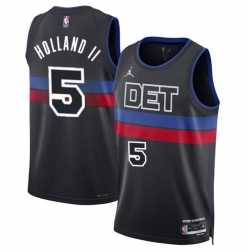 Men Detroit Pistons 5 Ron Holland II Black 2024 Draft Statement Edition Stitched Basketball Jersey