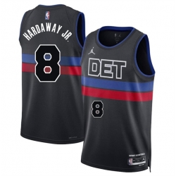 Men Detroit Pistons 8 Tim Hardaway Jr Black 2024 Statement Edition Stitched Basketball Jersey