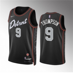 Men Detroit Pistons 9 Ausar Thompson Black 2023 24 City Edition Stitched Basketball Jersey