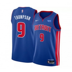 Men Detroit Pistons 9 Ausar Thompson Blue Icon Edition Stitched Basketball Jersey