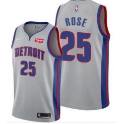 Men Detroit Pistons Nike Road Derick Rose 25 Statement Grey Jersey
