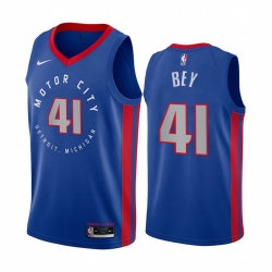 Men Nike Detroit Pistons 41 Saddiq Bey Blue NBA Swingman 2020 21 City Edition Jersey